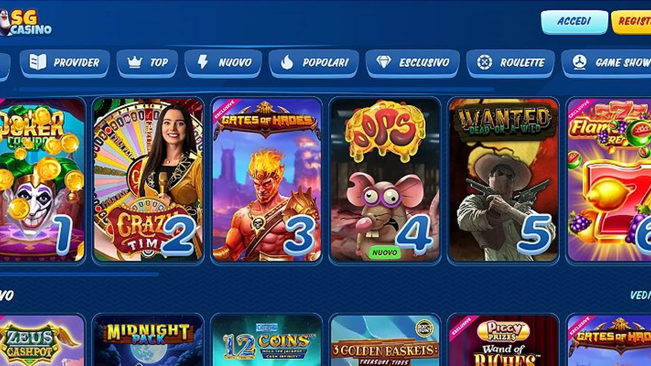 SG Casino — schermata del sito Curacao (Rabidi N.V.)