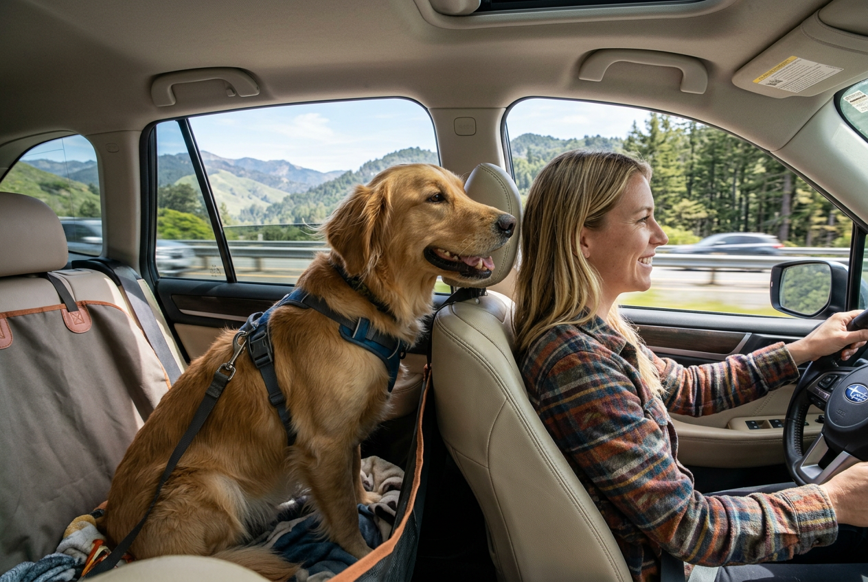 Foto di viaggio con cane in auto 
